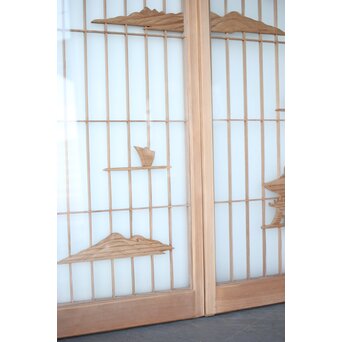 両面ガラス 近江八景 書院 4枚1組　R0397 