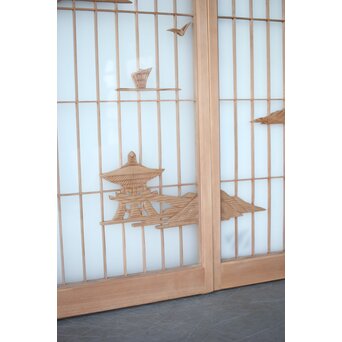 両面ガラス 近江八景 書院 4枚1組　R0397 