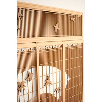 竹雀 書院欄間 5枚1組　R0399 