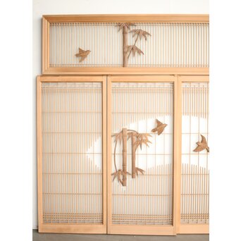 竹雀 書院欄間 5枚1組　R0399 