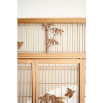 竹雀 書院欄間 5枚1組　R0399 