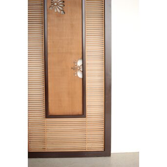 大型 黒枠透かしと筬の欄間 2枚1組　R0400 