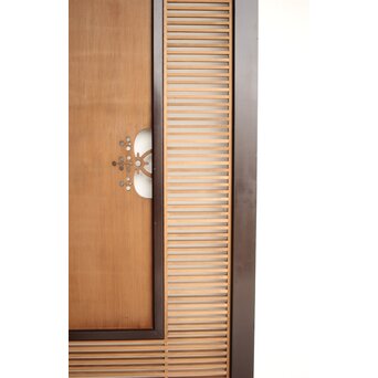 大型 黒枠透かしと筬の欄間 2枚1組　R0400 