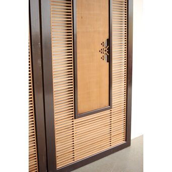 大型 黒枠透かしと筬の欄間 2枚1組　R0400 