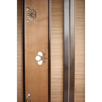 大型 黒枠透かしと筬の欄間 2枚1組　R0400 