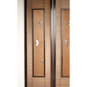 大型 黒枠透かしと筬の欄間 2枚1組　R0400 