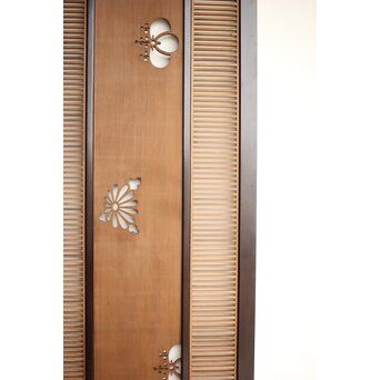 大型 黒枠透かしと筬の欄間 2枚1組　R0400 