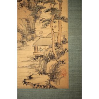 倣 貫名海屋 水墨山水図 掛軸　Z508 