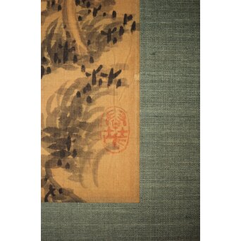 倣 貫名海屋 水墨山水図 掛軸　Z508 