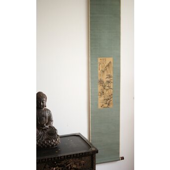 倣 貫名海屋 水墨山水図 掛軸　Z508 