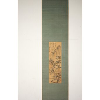 倣 貫名海屋 水墨山水図 掛軸　Z508 