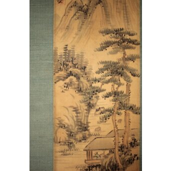 倣 貫名海屋 水墨山水図 掛軸　Z508 