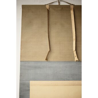 森田恒友「下総の村」掛軸 共箱　Z512 