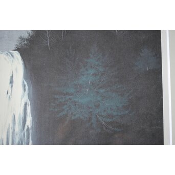 千住博「滝・崖の木」Hiroshi Senju Water fall リトグラフ 額装　Z513 