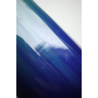 人間国宝 三代徳田八十吉作 金文字銘 碧明燿彩花器 所載品 本人サイン付　P480 