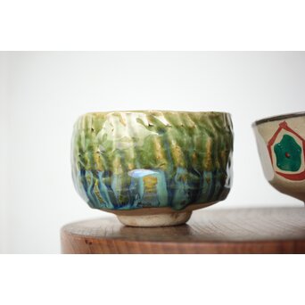 琉球 壺屋焼 小橋川仁王 茶碗2点　P482 