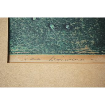 萩原英雄 天上の首飾 木版画 額装　Z516 