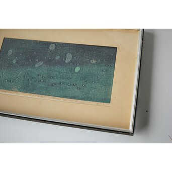 萩原英雄 天上の首飾 木版画 額装　Z516 