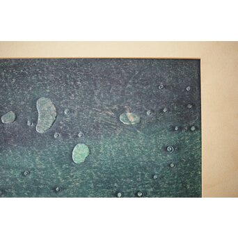 萩原英雄 天上の首飾 木版画 額装　Z516 