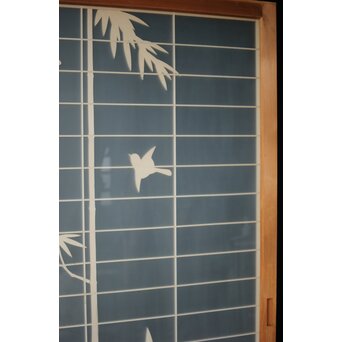 両面ガラス建具 竹雀 上下8枚1組　GD0221Y 