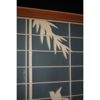 両面ガラス建具 竹雀 上下8枚1組　GD0221Y 