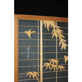 両面ガラス建具 竹雀 上下8枚1組　GD0221Y 