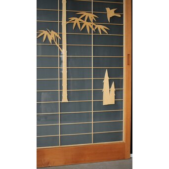 両面ガラス建具 竹雀 上下8枚1組　GD0221Y 