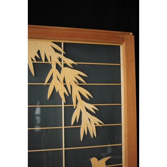 両面ガラス建具 竹雀 上下8枚1組　GD0221Y 