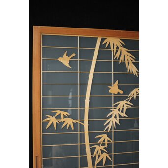 両面ガラス建具 竹雀 上下8枚1組　GD0221Y 