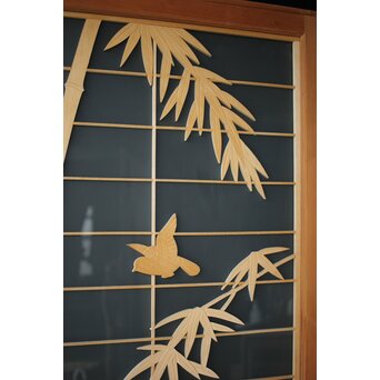 両面ガラス建具 竹雀 上下8枚1組　GD0221Y 