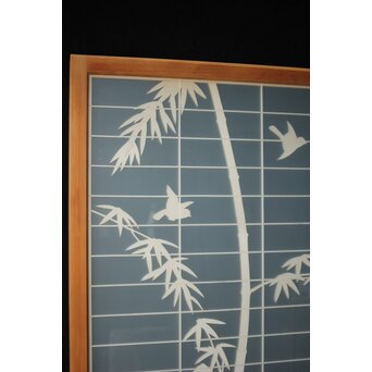 両面ガラス建具 竹雀 上下8枚1組　GD0221Y 