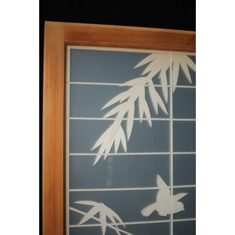 両面ガラス建具 竹雀 上下8枚1組　GD0221Y 