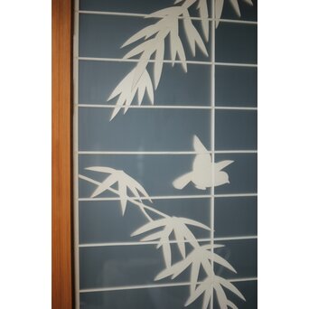 両面ガラス建具 竹雀 上下8枚1組　GD0221Y 