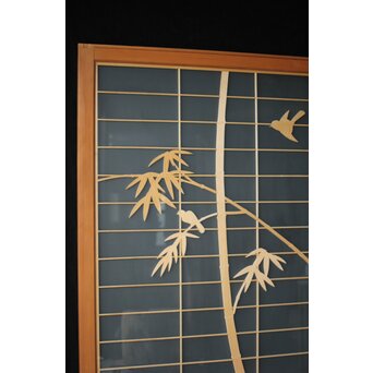 両面ガラス建具 竹雀 上下8枚1組　GD0221Y 