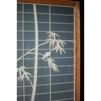 両面ガラス建具 竹雀 上下8枚1組　GD0221Y 