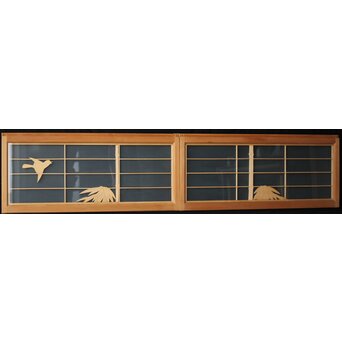 両面ガラス建具 竹雀 上下8枚1組　GD0221Y 欄間AB　表