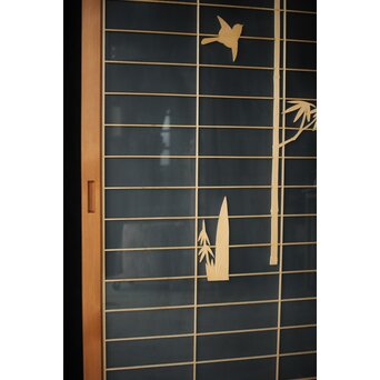 両面ガラス建具 竹雀 上下8枚1組　GD0221Y 