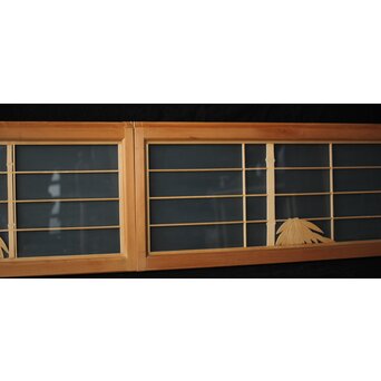 両面ガラス建具 竹雀 上下8枚1組　GD0221Y 