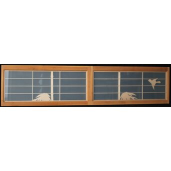 両面ガラス建具 竹雀 上下8枚1組　GD0221Y 欄間AB　ウラ
