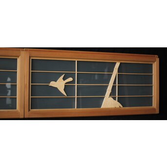 両面ガラス建具 竹雀 上下8枚1組　GD0221Y 