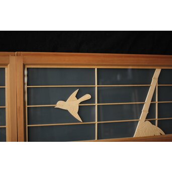 両面ガラス建具 竹雀 上下8枚1組　GD0221Y 