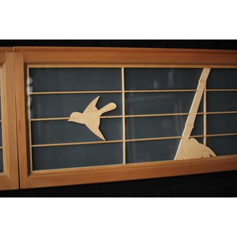 両面ガラス建具 竹雀 上下8枚1組　GD0221Y 