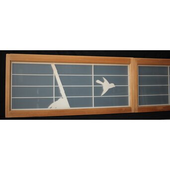 両面ガラス建具 竹雀 上下8枚1組　GD0221Y 