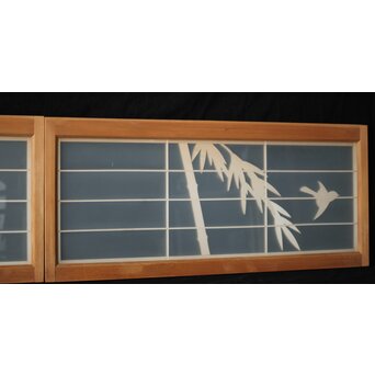 両面ガラス建具 竹雀 上下8枚1組　GD0221Y 