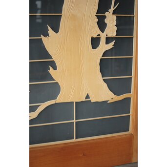 両面ガラス建具 梅に鶴 上下8枚1組　GD0222Y 