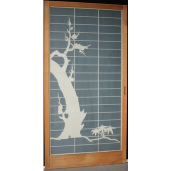 両面ガラス建具 梅に鶴 上下8枚1組　GD0222Y A　ウラ