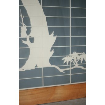 両面ガラス建具 梅に鶴 上下8枚1組　GD0222Y 