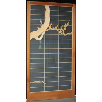 両面ガラス建具 梅に鶴 上下8枚1組　GD0222Y B　表