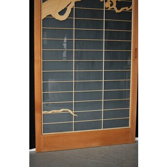 両面ガラス建具 梅に鶴 上下8枚1組　GD0222Y 