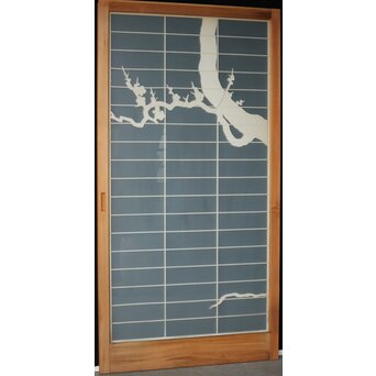 両面ガラス建具 梅に鶴 上下8枚1組　GD0222Y B　ウラ